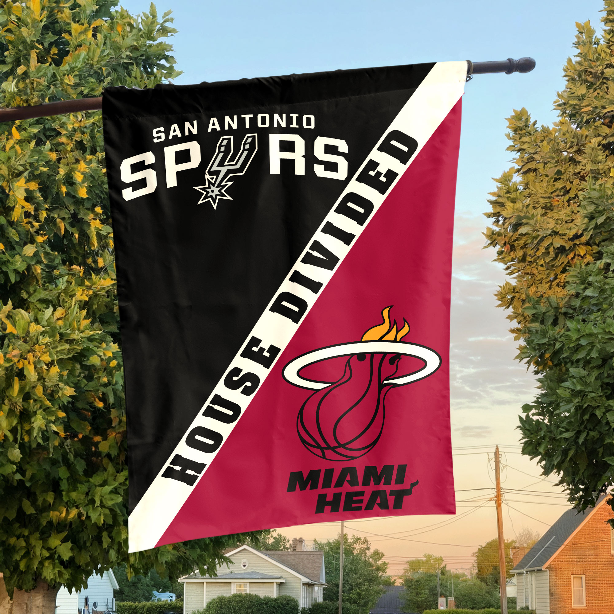 San Antonio vs Miami House Divided Flag, NBA House Divided Flag