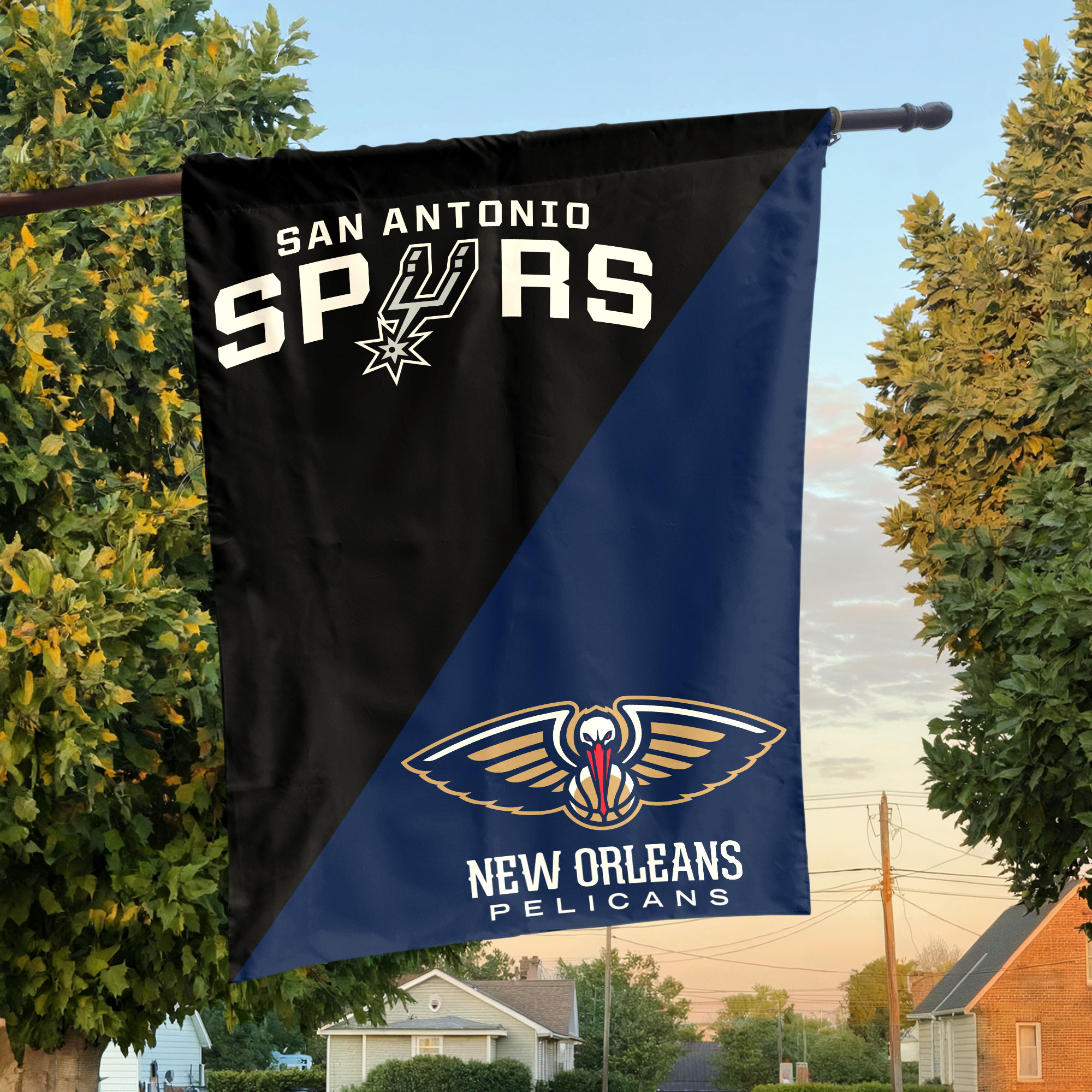 San Antonio vs New Orleans House Divided Flag, NBA House Divided Flag