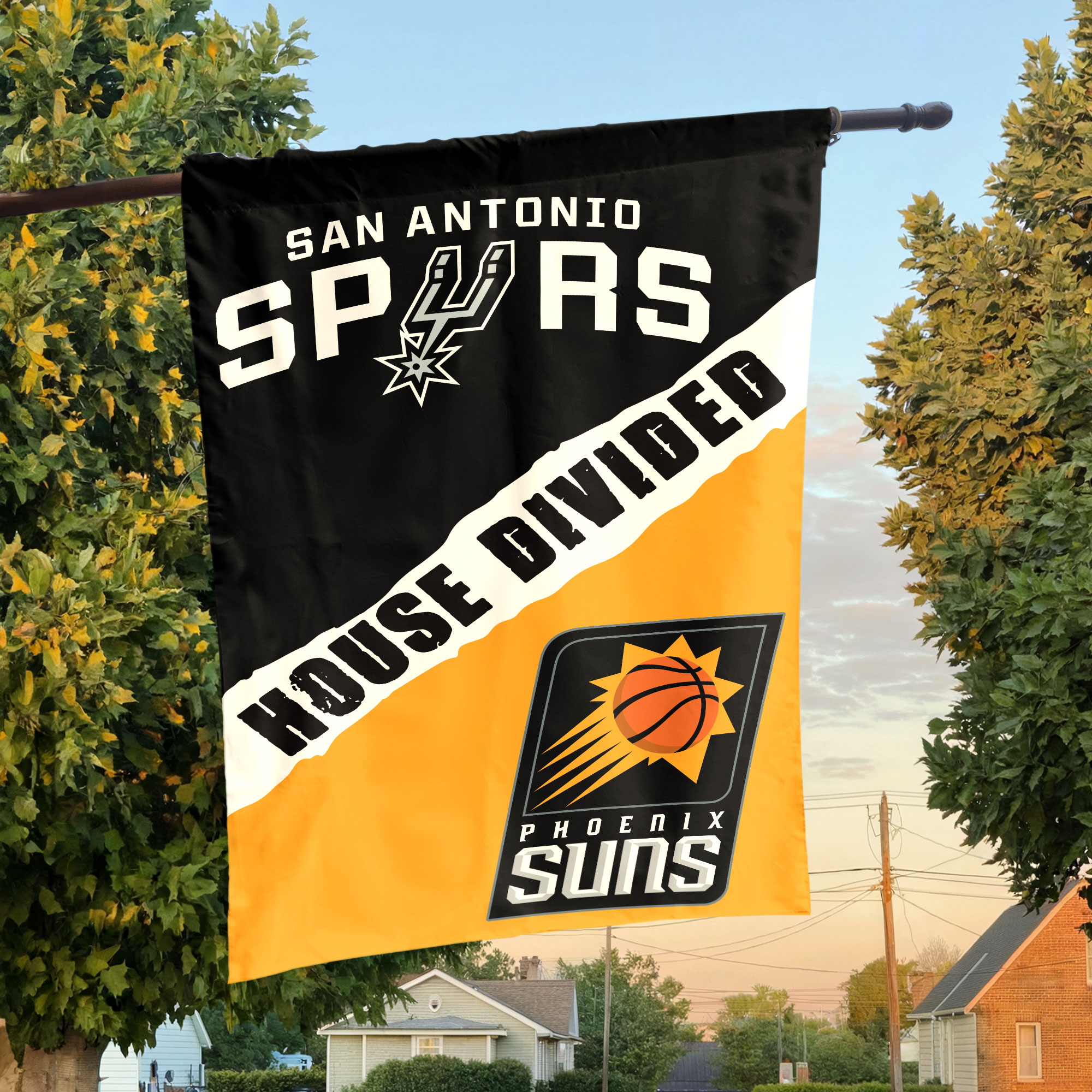 San Antonio vs Phoenix House Divided Flag, NBA House Divided Flag