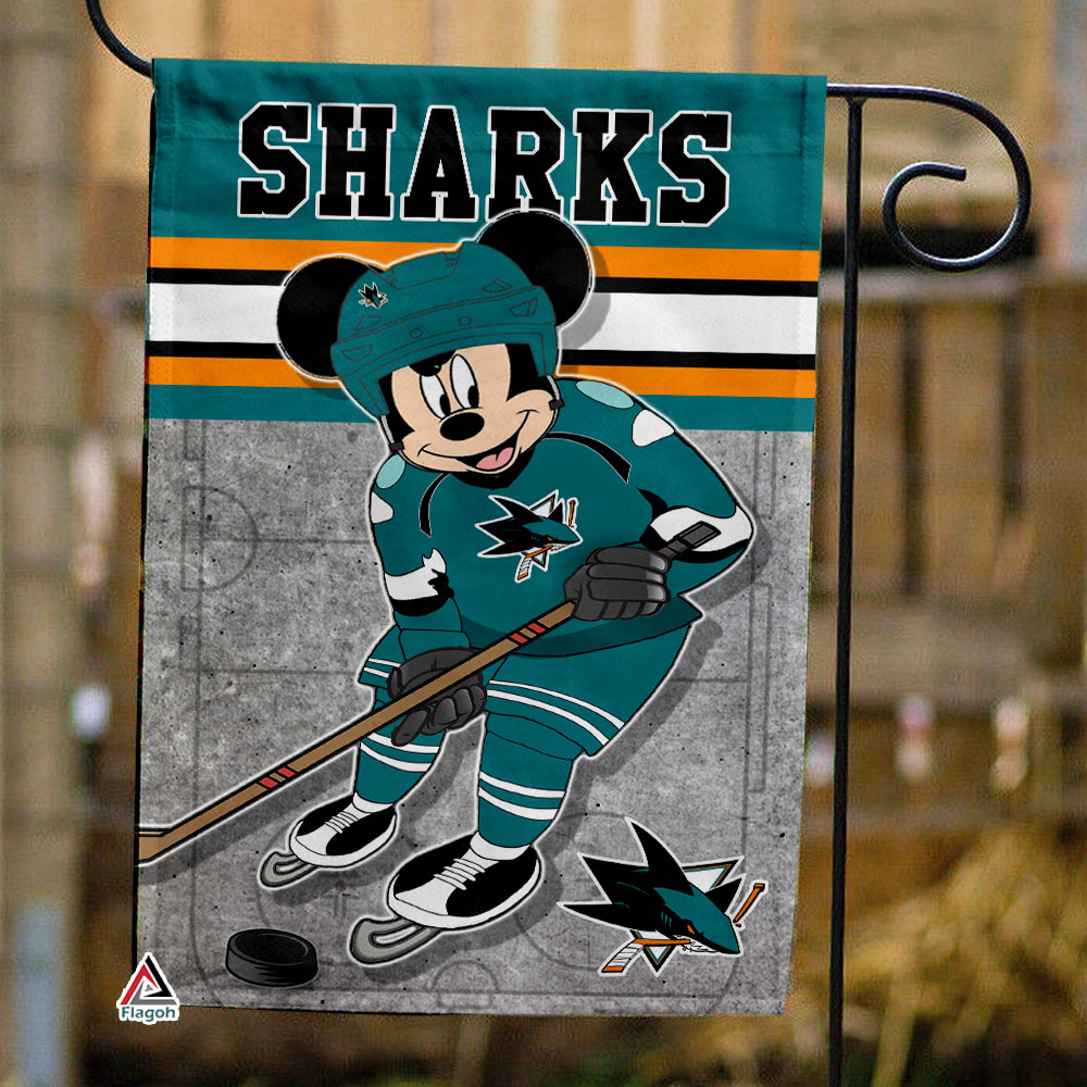 San Jose Sharks x Mickey Hockey Flag, San Jose Sharks Flag, NHL Premium Flag