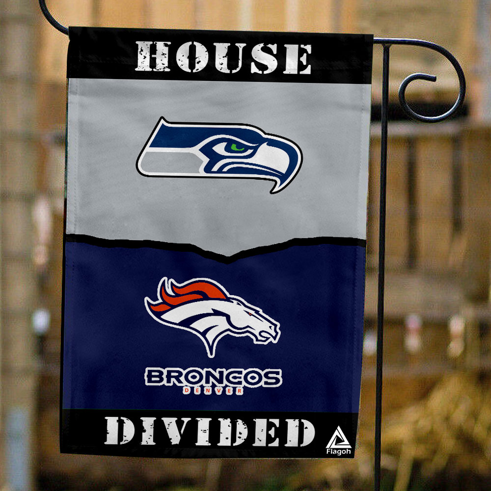 Seahawks vs Broncos House Divided Flag, NFL House Divided Flag