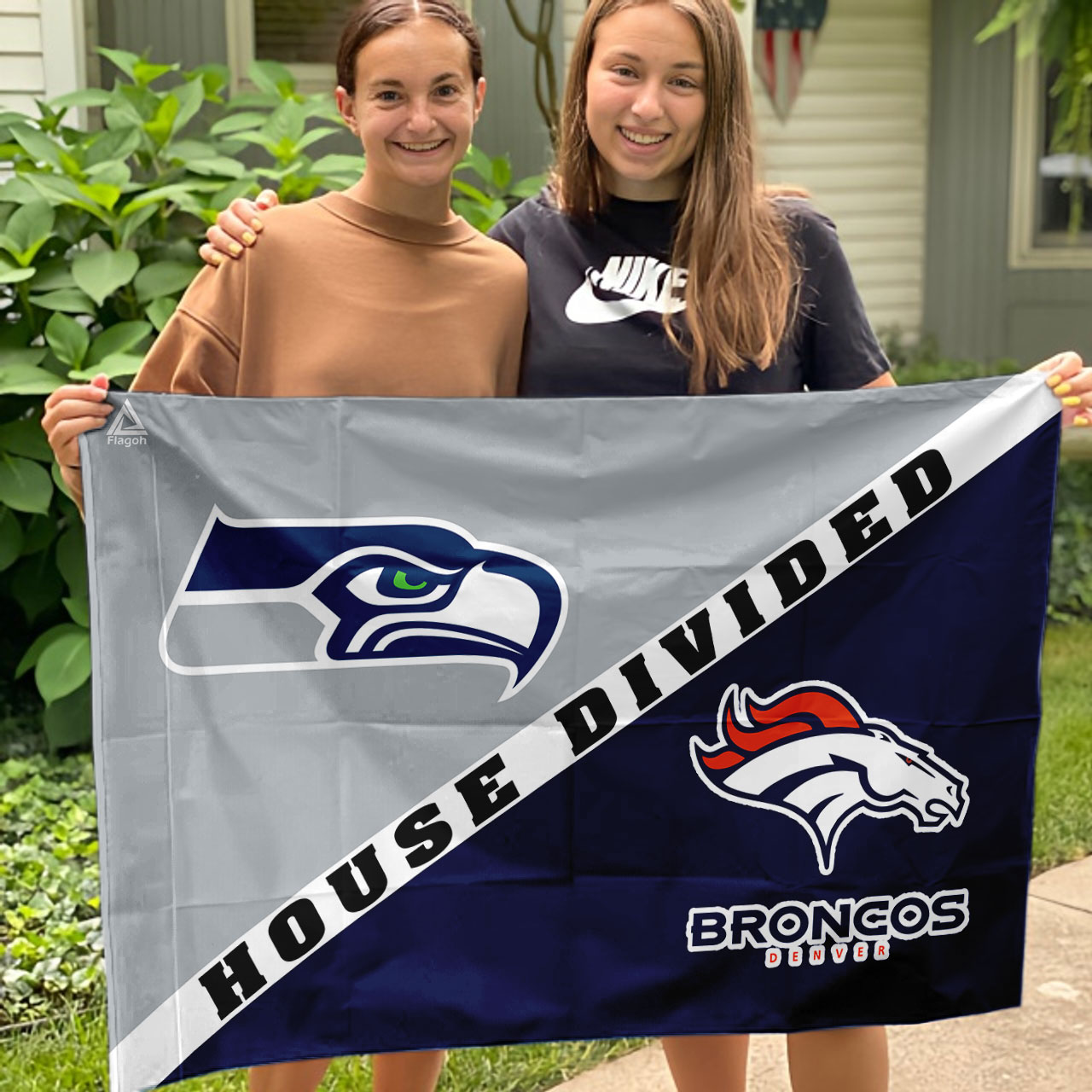 Seahawks vs Broncos House Divided Flag, NFL House Divided Flag - Image 3