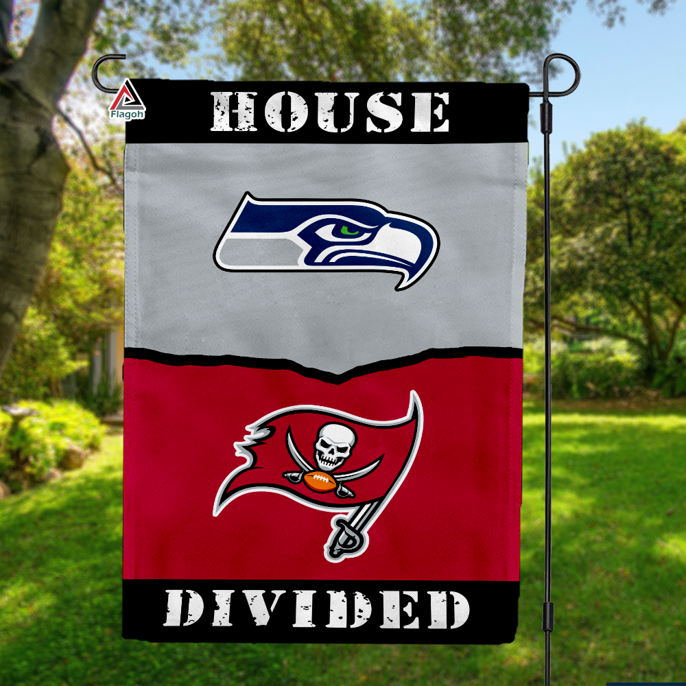 Seahawks vs Buccaneers House Divided Flag, NFL House Divided Flag