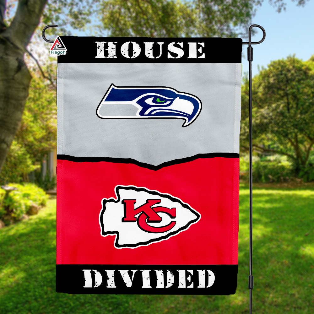 Seahawks vs Chiefs House Divided Flag, NFL House Divided Flag
