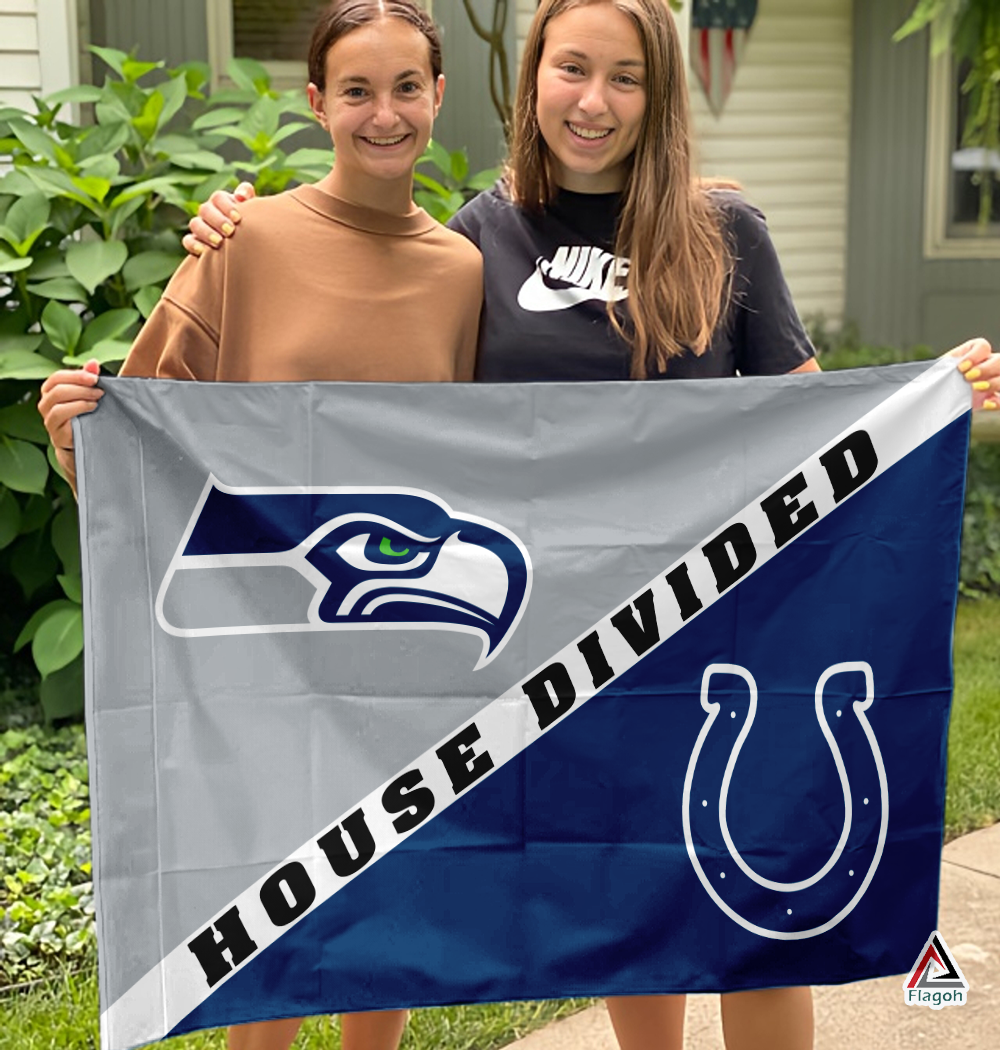 Seahawks vs Colts House Divided Flag, NFL House Divided Flag - Image 3