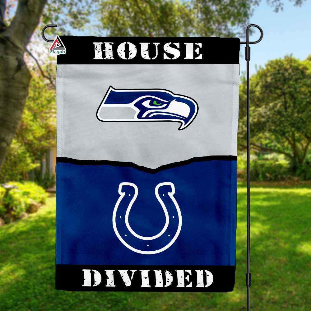 Seahawks vs Colts House Divided Flag, NFL House Divided Flag
