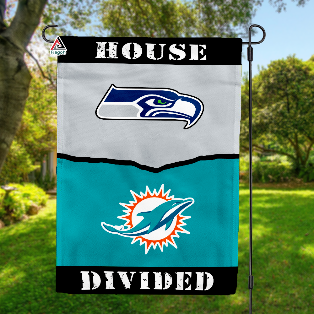 Seahawks vs Dolphins House Divided Flag, NFL House Divided Flag