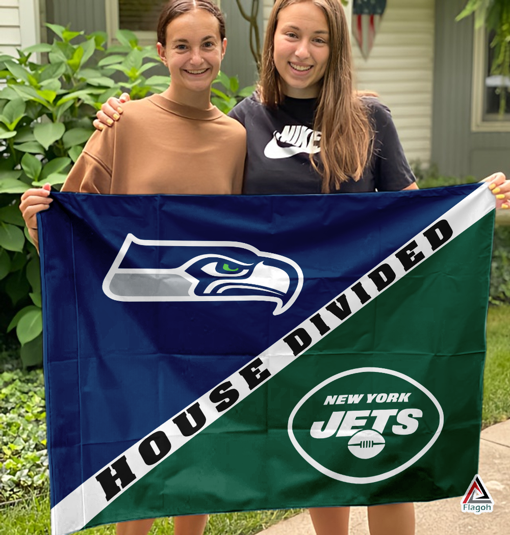 Seahawks vs Jets House Divided Flag, NFL House Divided Flag - Image 3