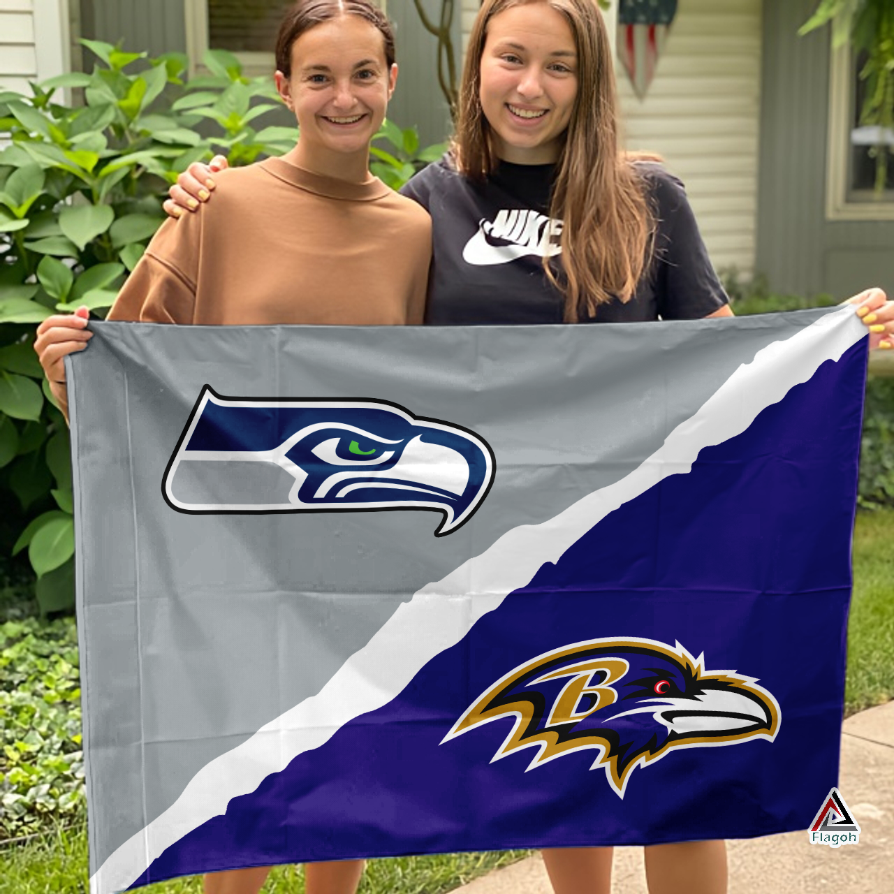 Seahawks vs Ravens House Divided Flag, NFL House Divided Flag - Image 3