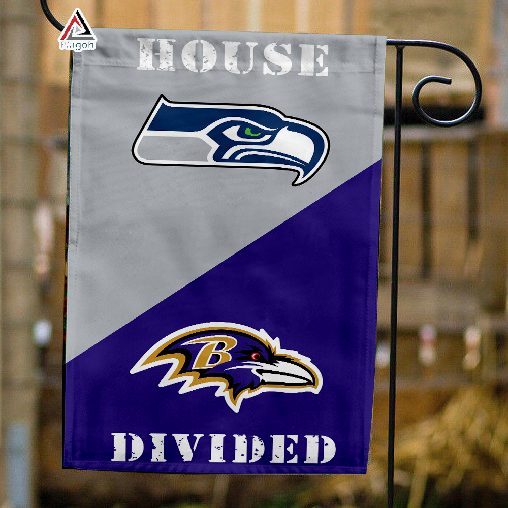 Seahawks vs Ravens House Divided Flag, NFL House Divided Flag