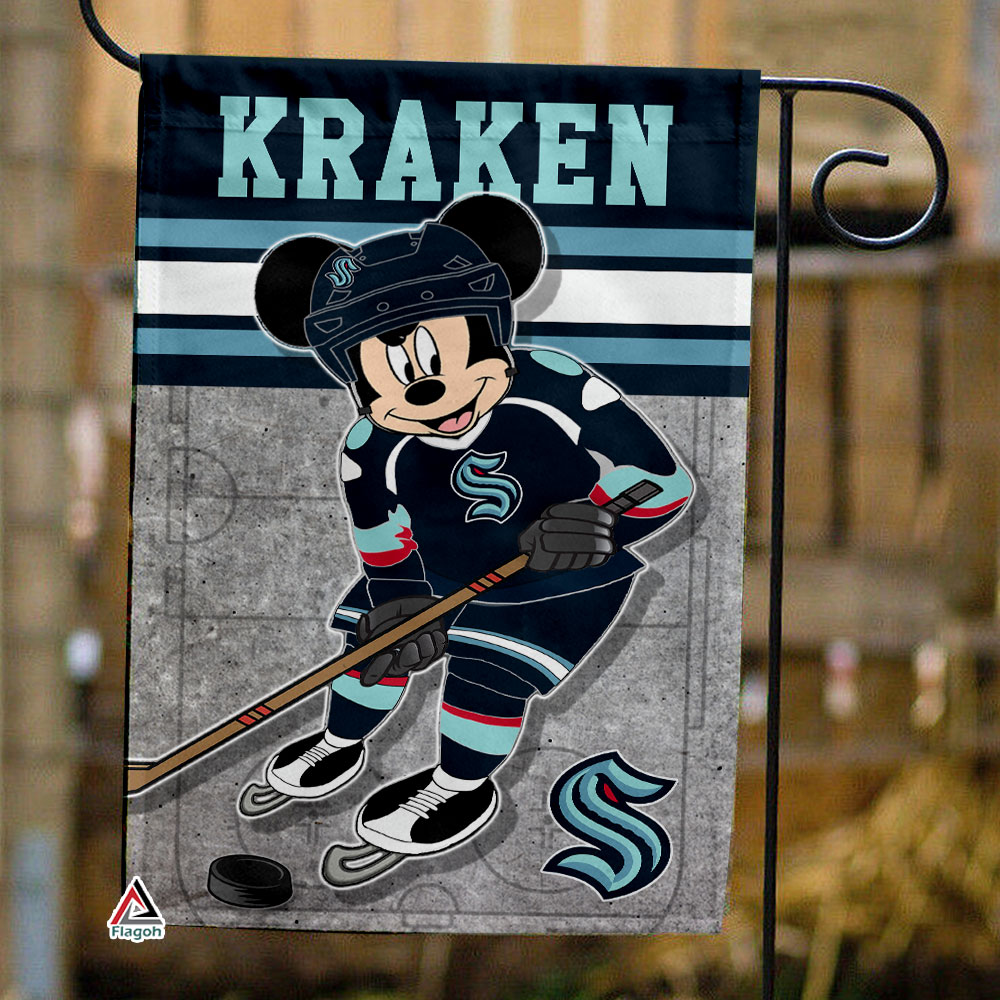 Seattle Kraken x Mickey Hockey Flag, Seattle Kraken Flag, NHL Premium Flag