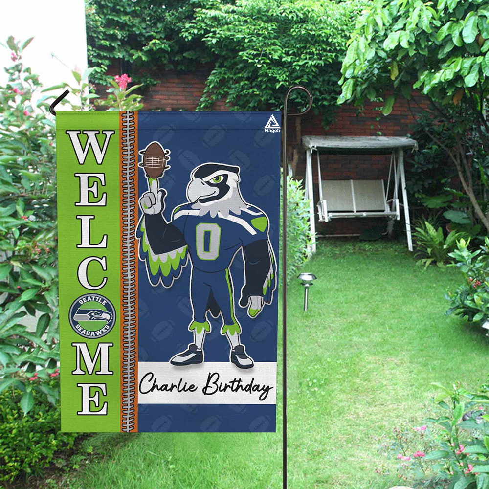 Seattle Seahawks Football Flag, Blitz Mascot Personalized Football Fan Welcome Flags, Custom Family Name NFL Decor - Image 7