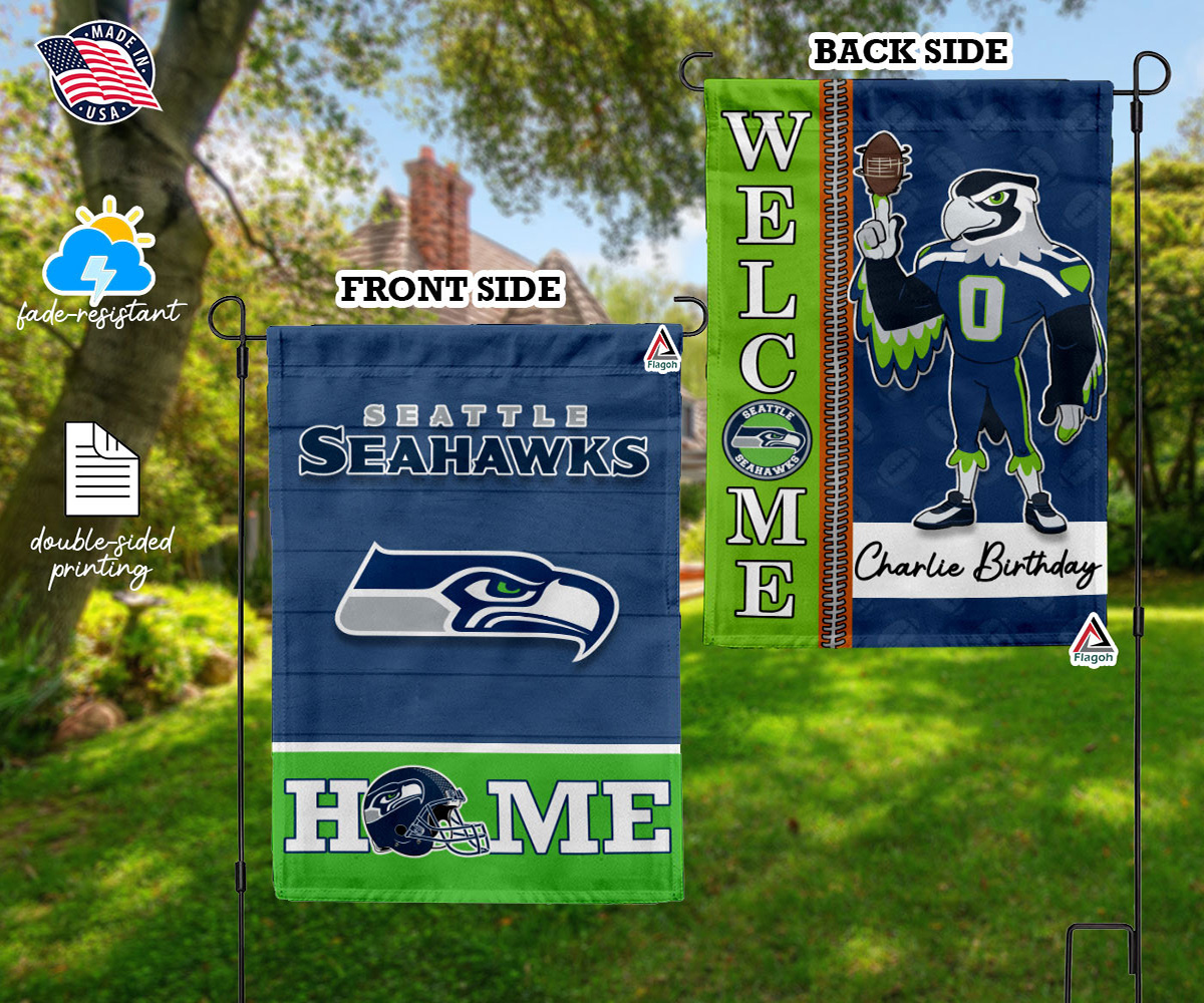 Seattle Seahawks Football Flag, Blitz Mascot Personalized Football Fan Welcome Flags, Custom Family Name NFL Decor - Image 10