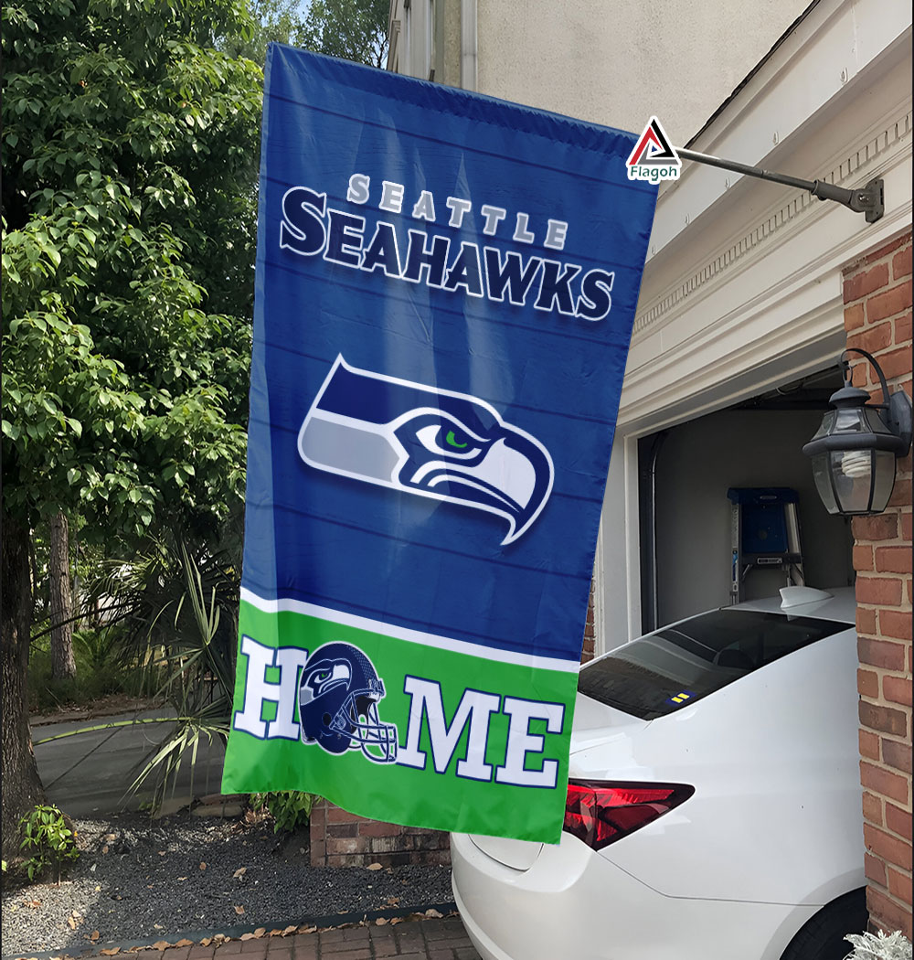 Seattle Seahawks Football Flag, Blitz Mascot Personalized Football Fan Welcome Flags, Custom Family Name NFL Decor - Image 4