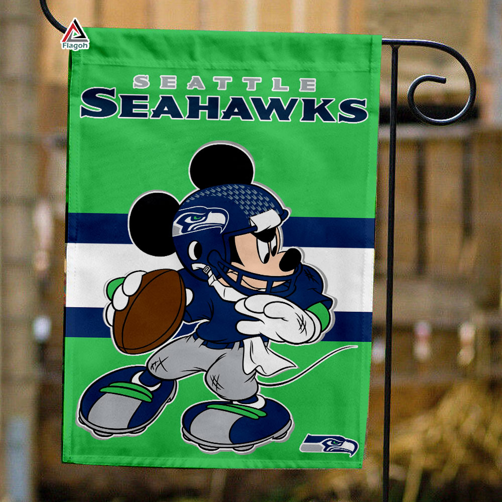 Seattle Seahawks x Mickey Football Flag, NFL Premium Flag