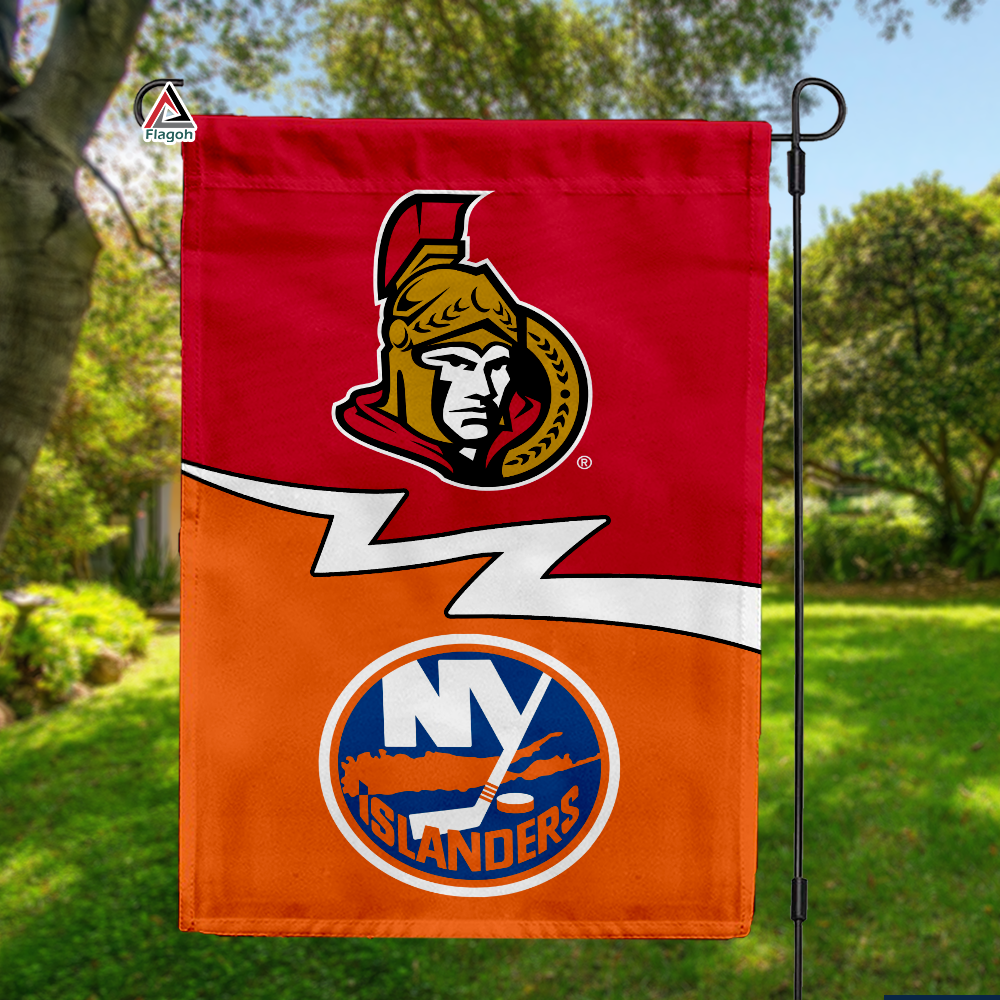 Senators vs Islanders House Divided Flag, NHL House Divided Flag