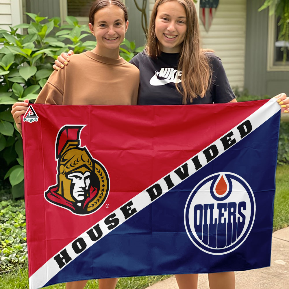 Senators vs Oilers House Divided Flag, NHL House Divided Flag - Image 3