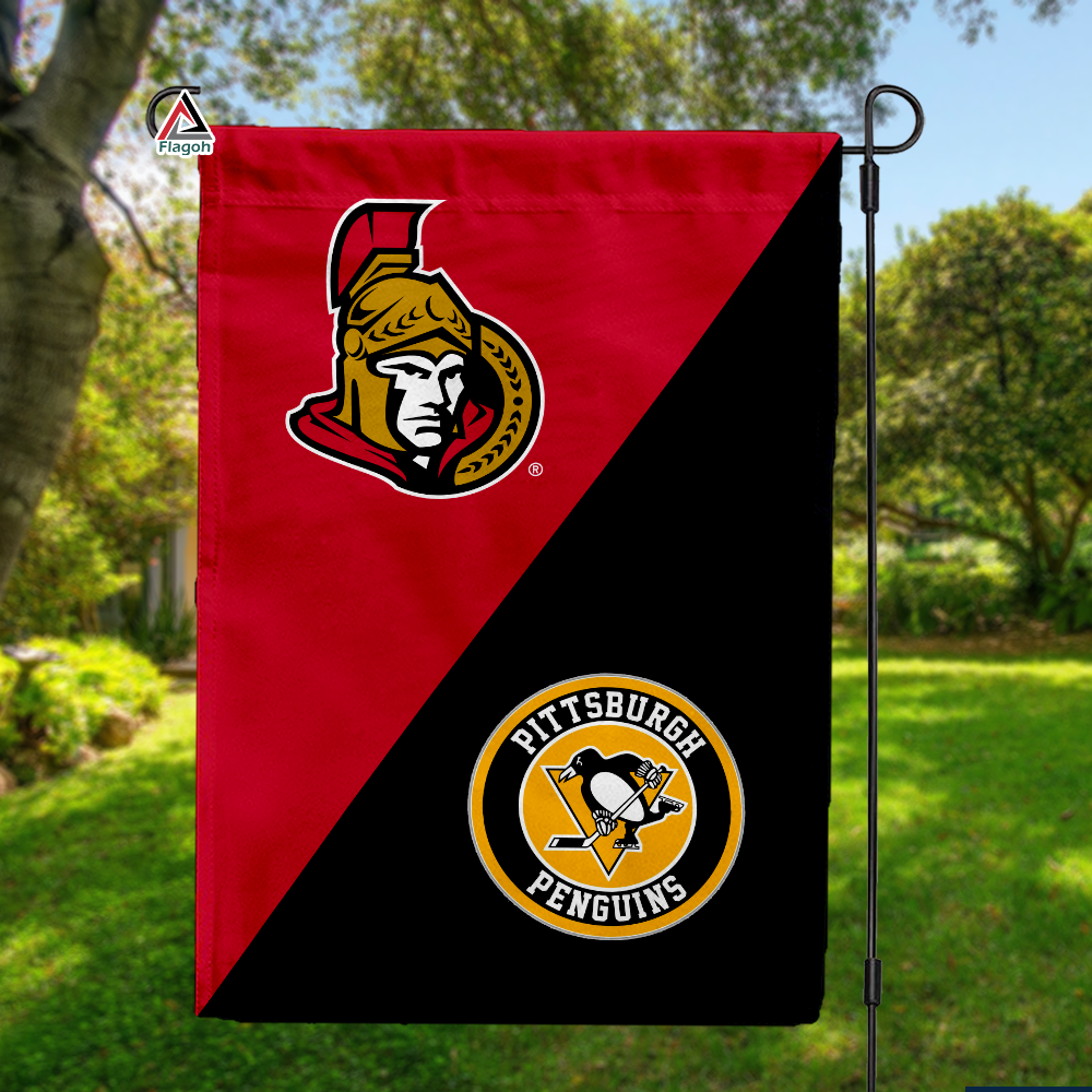 Senators vs Penguins House Divided Flag, NHL House Divided Flag
