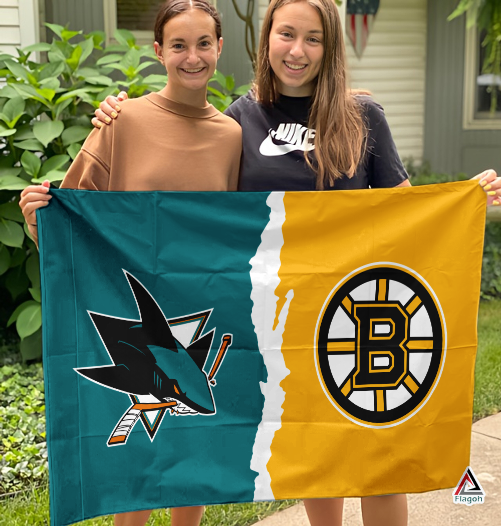 Sharks vs Bruins House Divided Flag, NHL House Divided Flag - Image 3