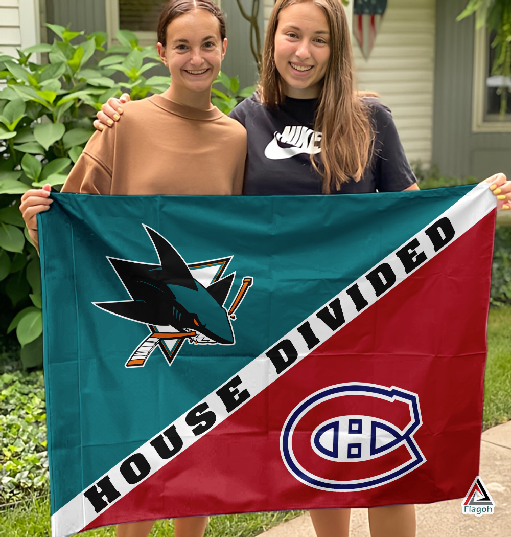 Sharks vs Canadiens House Divided Flag, NHL House Divided Flag - Image 3