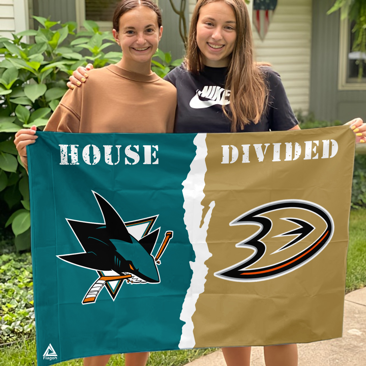 Sharks vs Ducks House Divided Flag, NHL House Divided Flag - Image 3