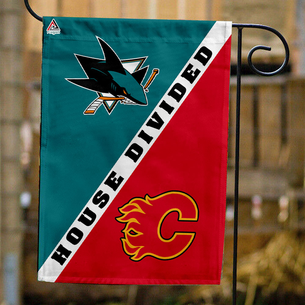 Sharks vs Flames House Divided Flag, NHL House Divided Flag