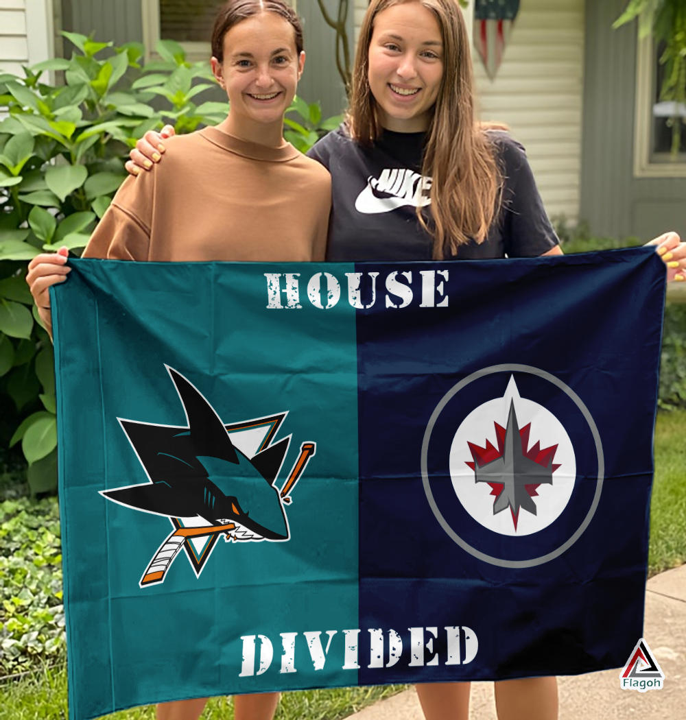 Sharks vs Jets House Divided Flag, NHL House Divided Flag - Image 3