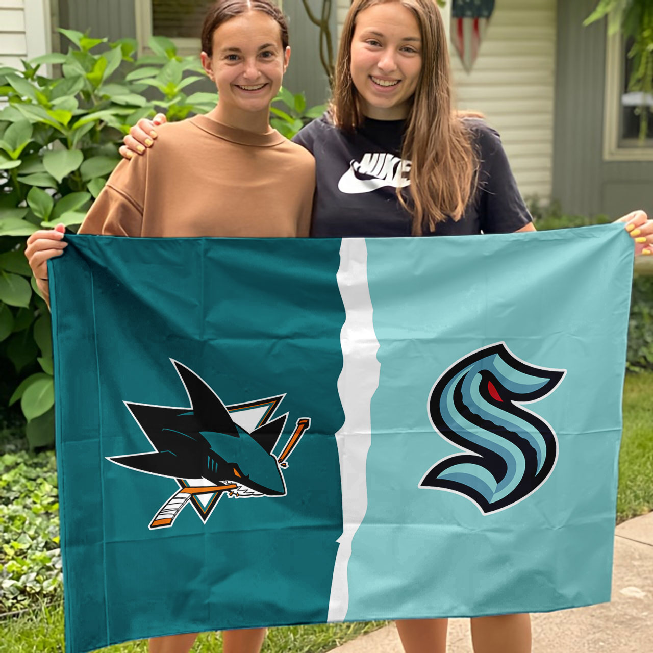 Sharks vs Kraken House Divided Flag, NHL House Divided Flag - Image 3