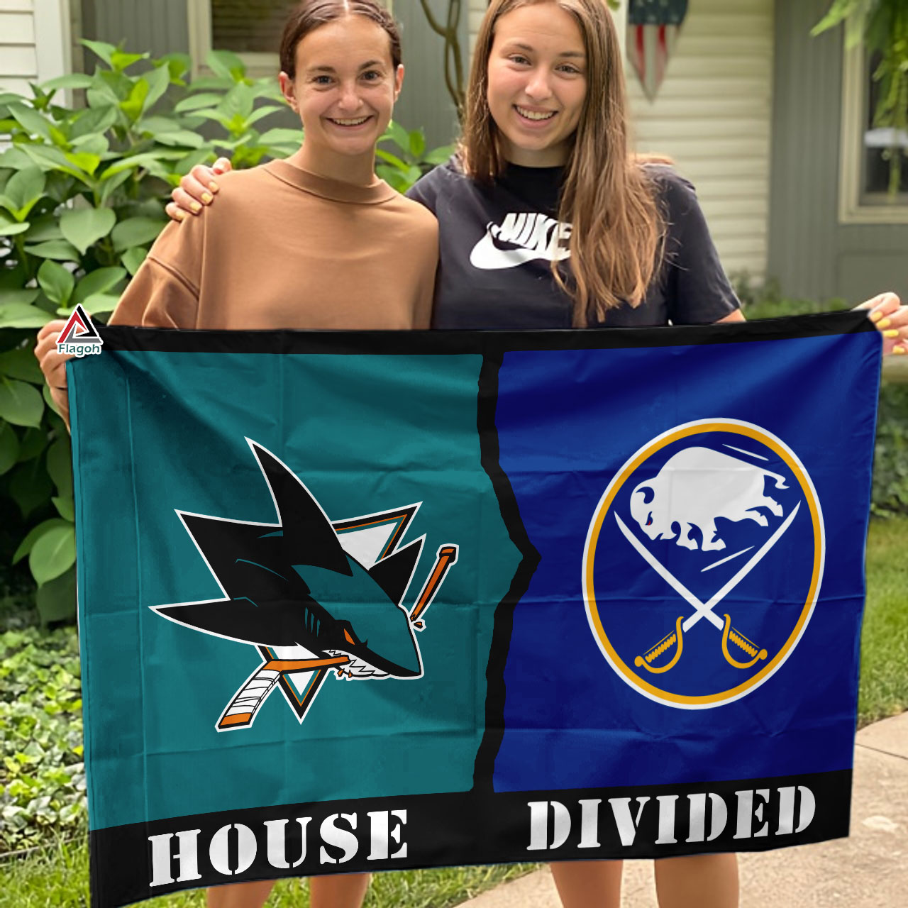 Sharks vs Sabres House Divided Flag, NHL House Divided Flag - Image 3