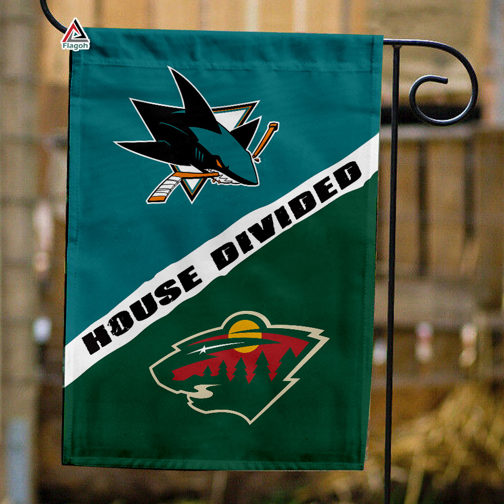 Sharks vs Wild House Divided Flag, NHL House Divided Flag