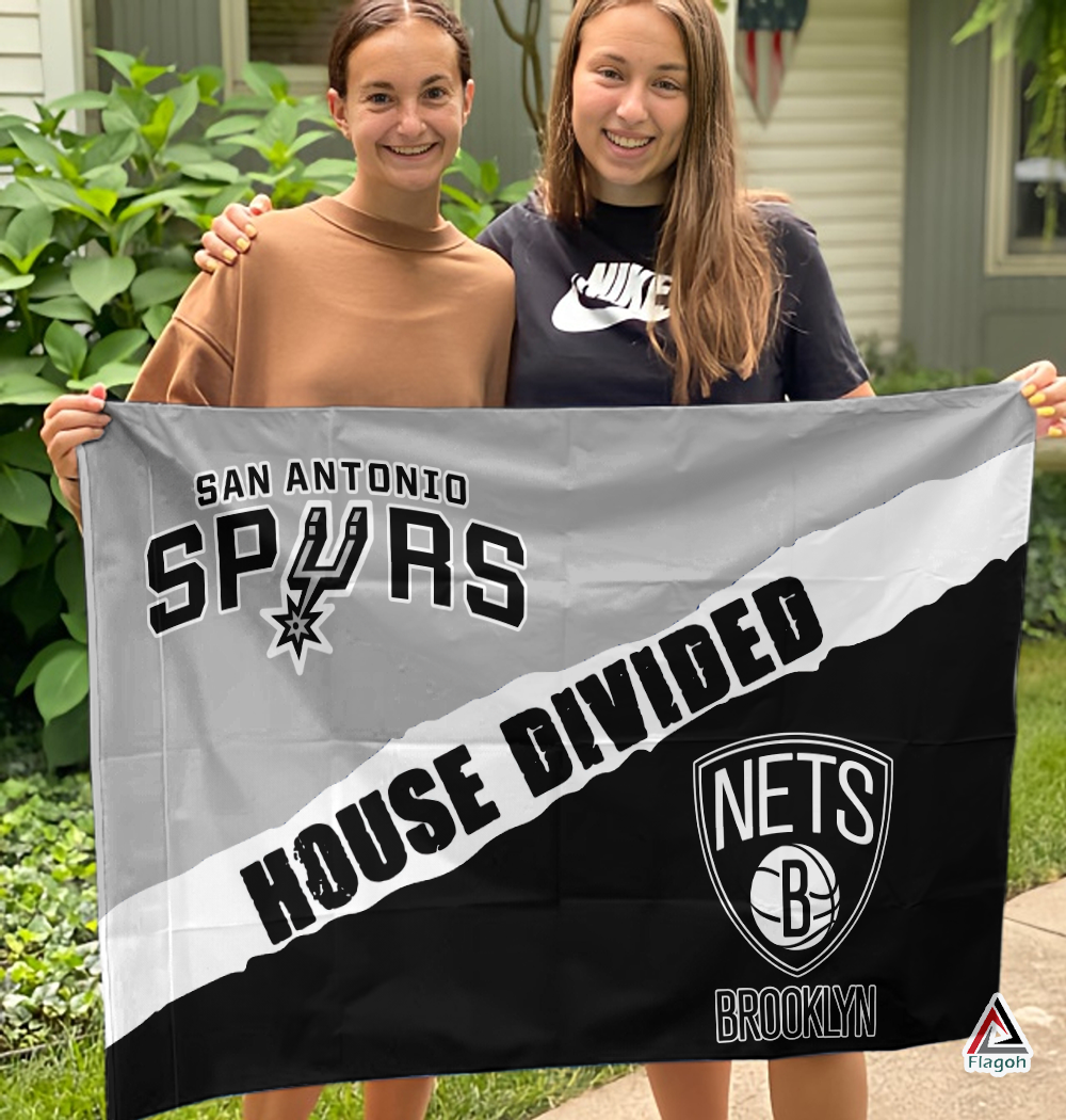 Spurs vs Nets House Divided Flag, NBA House Divided Flag - Image 3