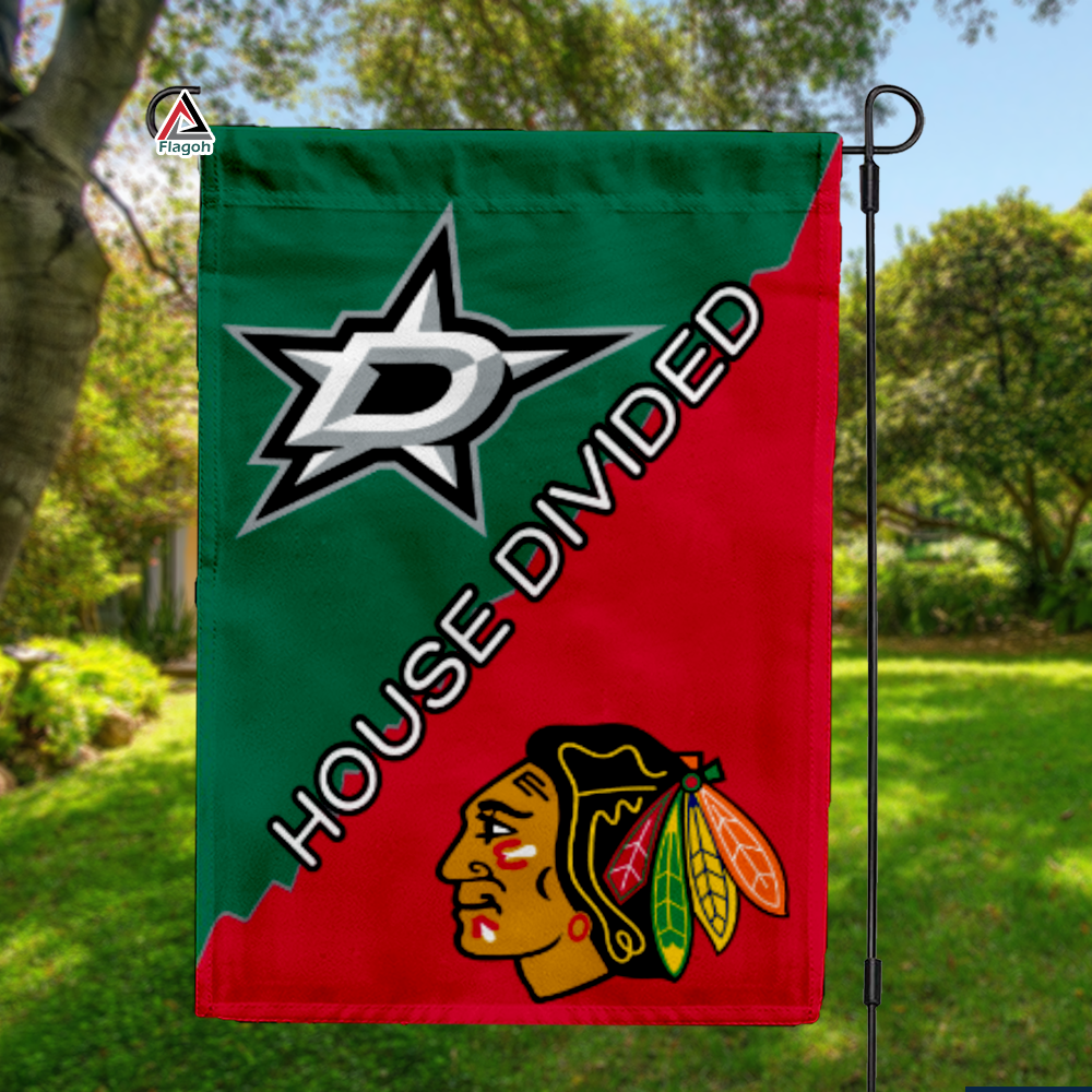 Stars vs Blackhawks House Divided Flag, NHL House Divided Flag