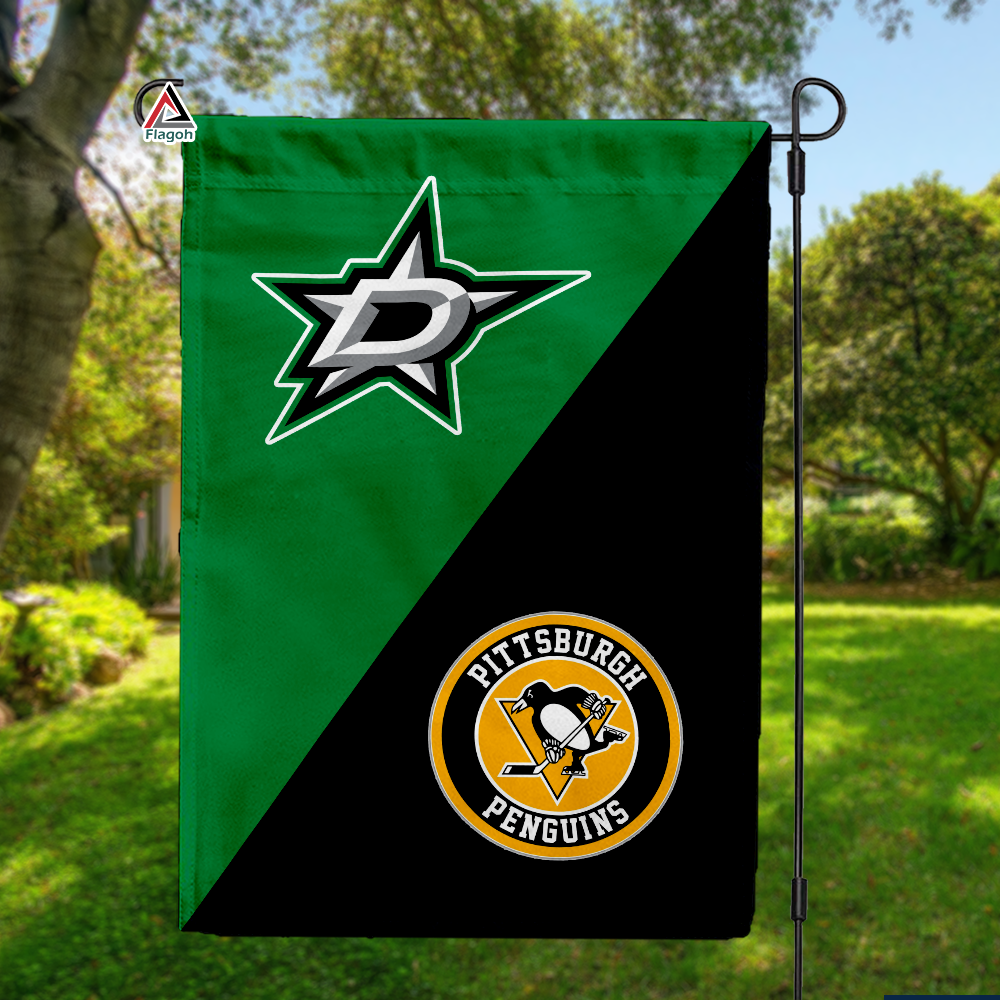Stars vs Penguins House Divided Flag, NHL House Divided Flag