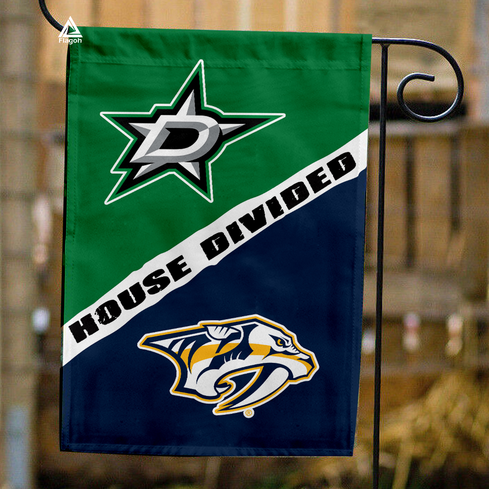 Stars vs Predators House Divided Flag, NHL House Divided Flag