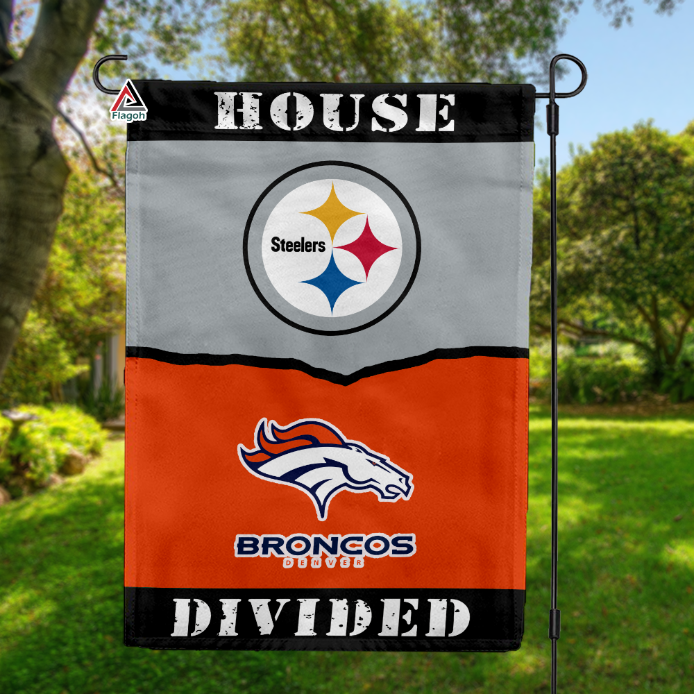 Steelers vs Broncos House Divided Flag, NFL House Divided Flag