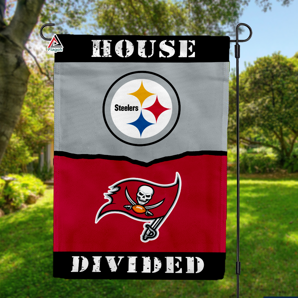 Steelers vs Buccaneers House Divided Flag, NFL House Divided Flag