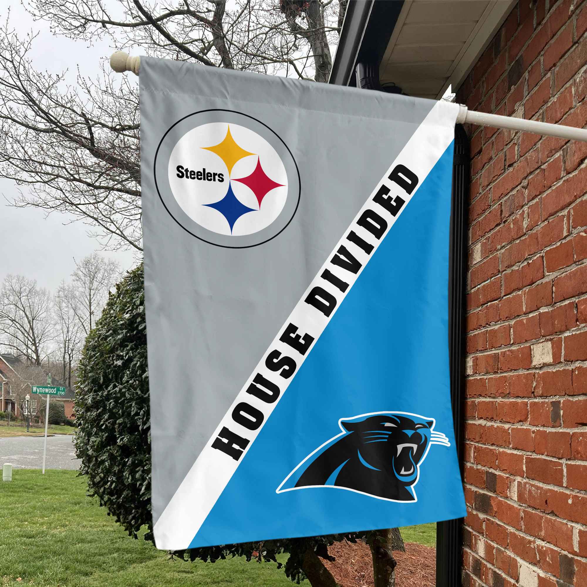Steelers vs Panthers House Divided Flag, NFL House Divided Flag