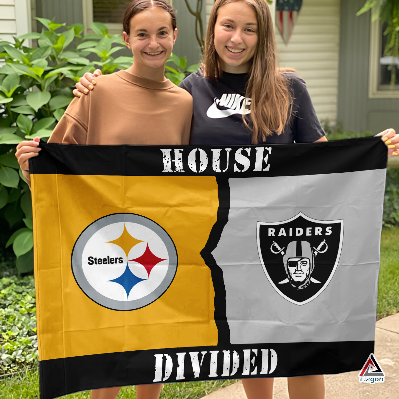Steelers vs Raiders House Divided Flag, NFL House Divided Flag - Image 3