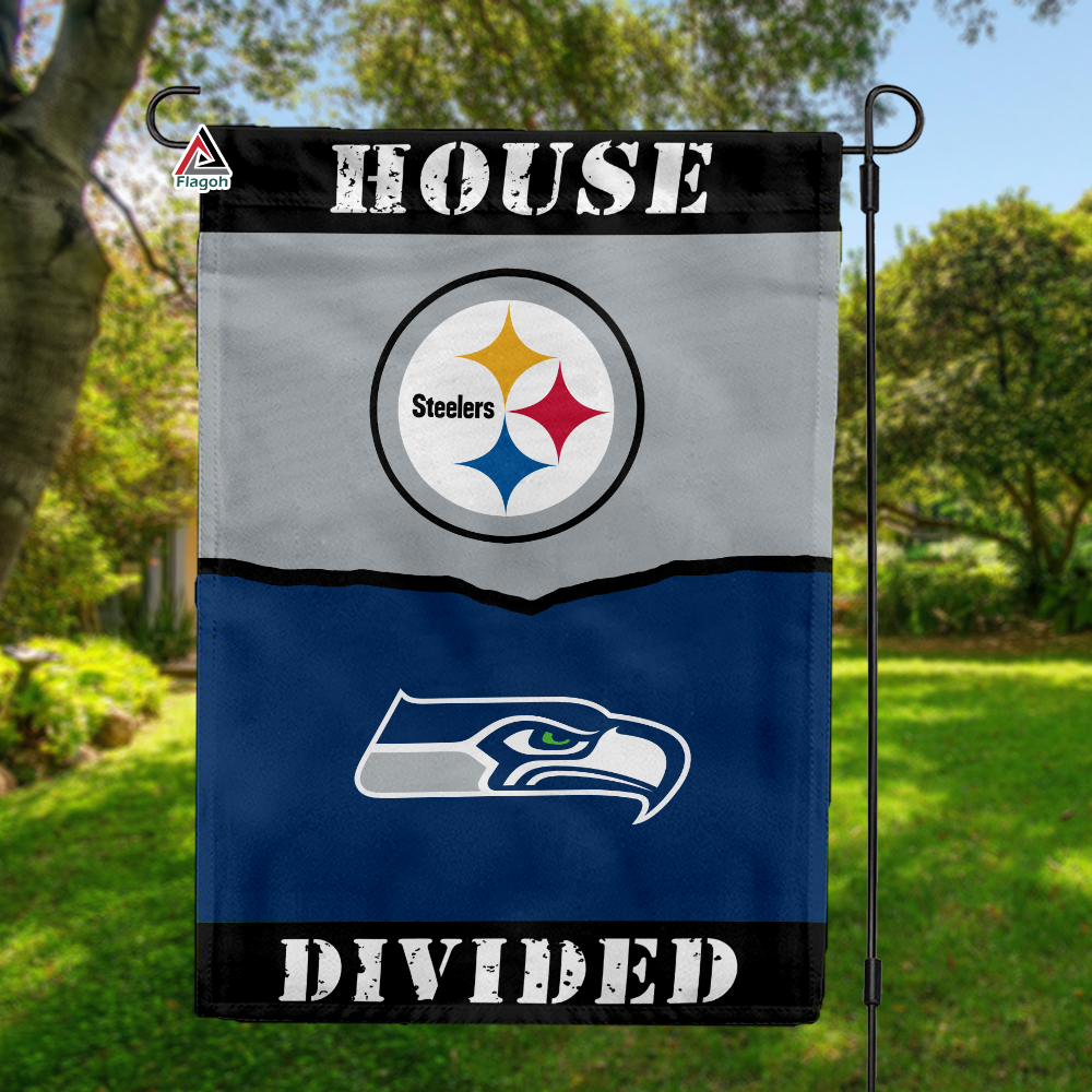 Steelers vs Seahawks House Divided Flag, NFL House Divided Flag