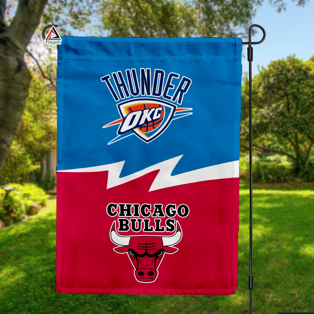 Thunder vs Bulls House Divided Flag, NBA House Divided Flag