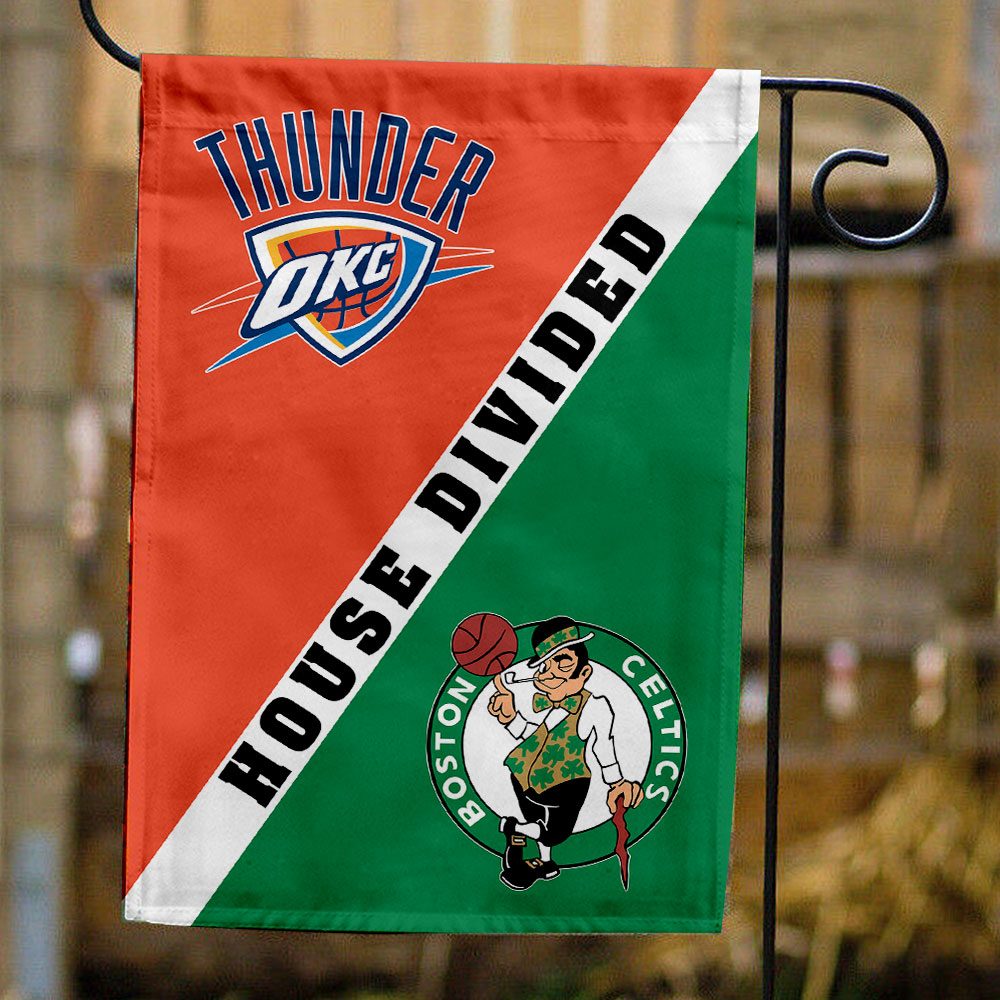 Thunder vs Celtics House Divided Flag, NBA House Divided Flag