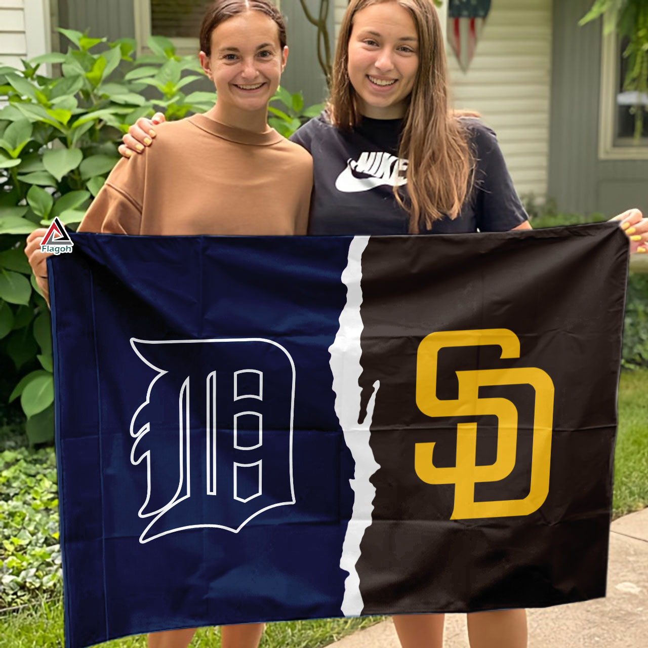 Tigers vs Padres House Divided Flag, MLB House Divided Flag - Image 3