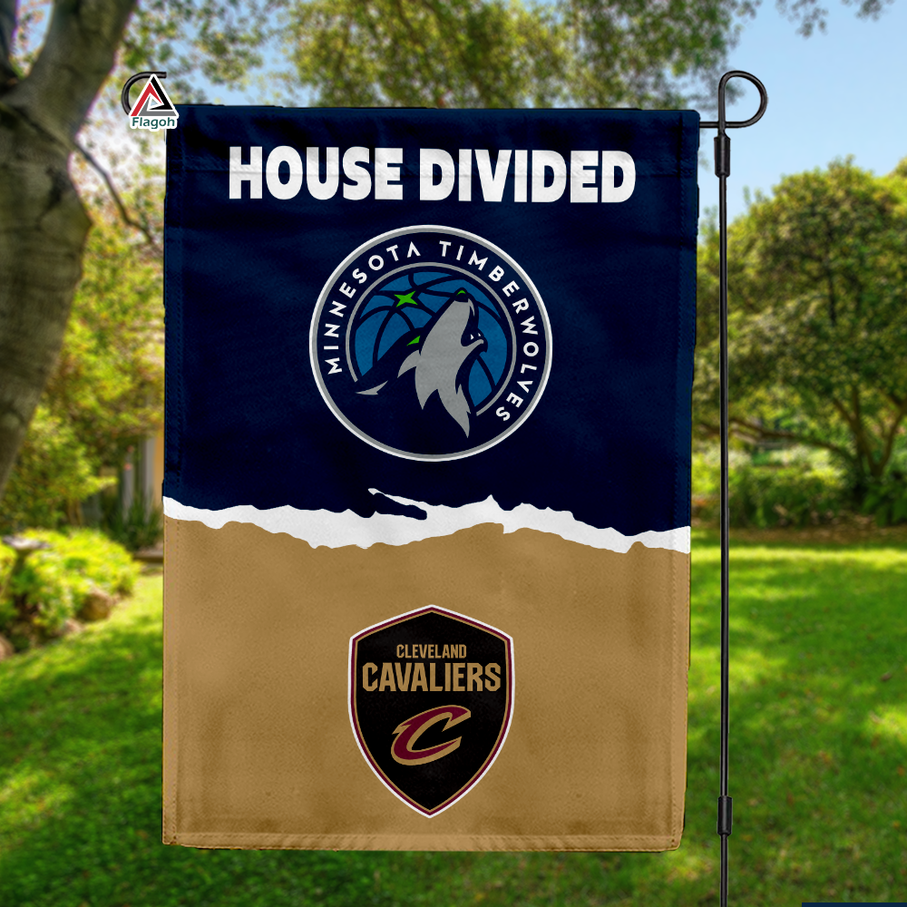 Timberwolves vs Cavaliers House Divided Flag, NBA House Divided Flag