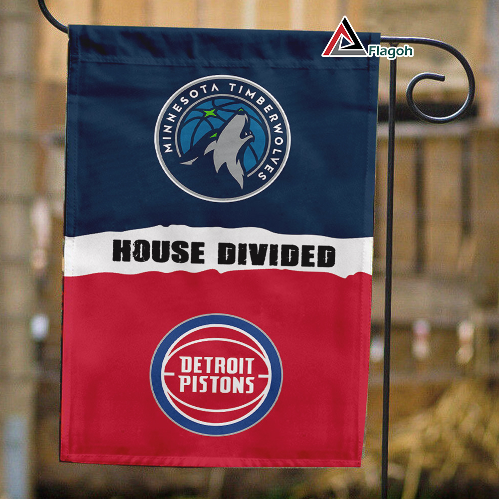 Timberwolves vs Pistons House Divided Flag, NBA House Divided Flag