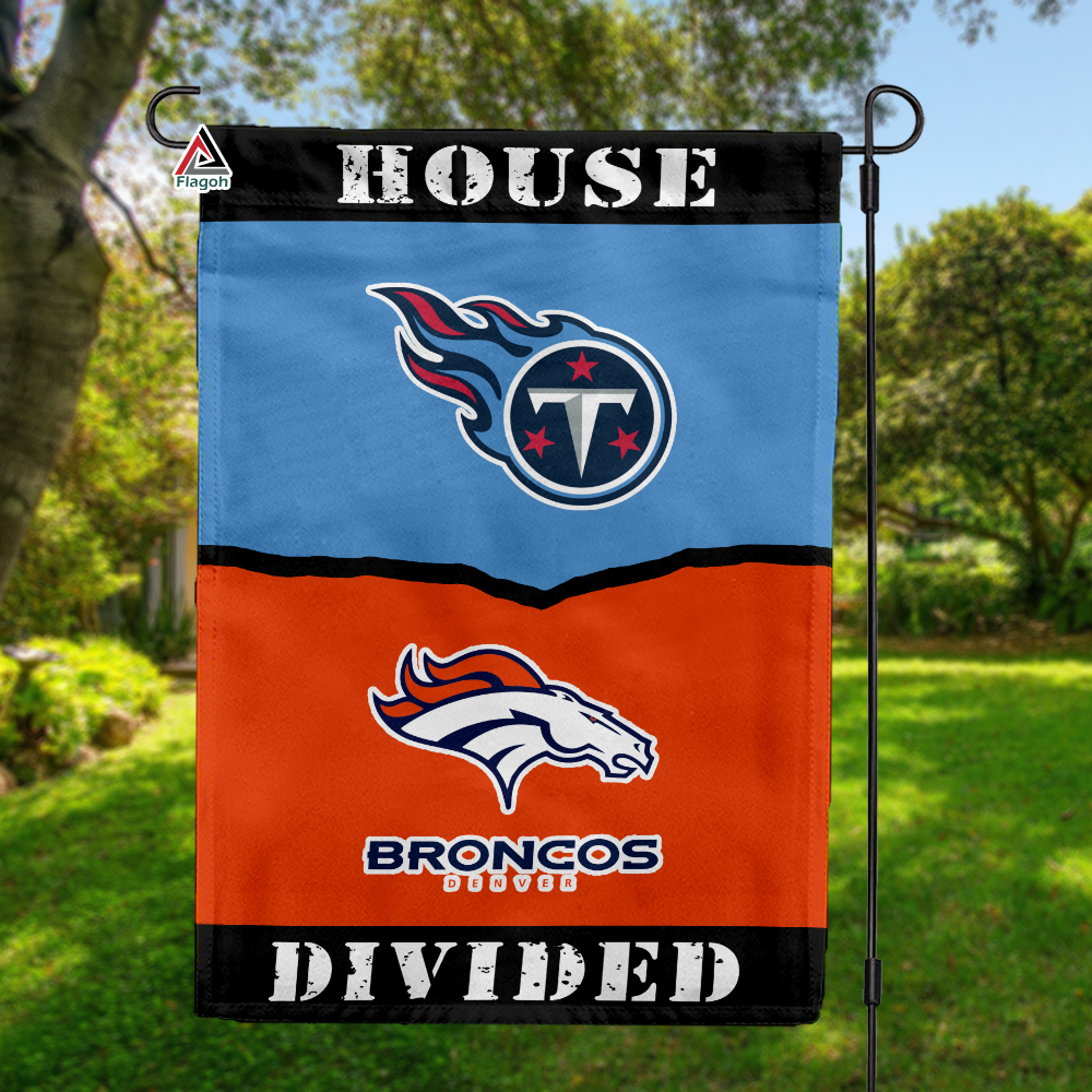 Titans vs Broncos House Divided Flag, NFL House Divided Flag
