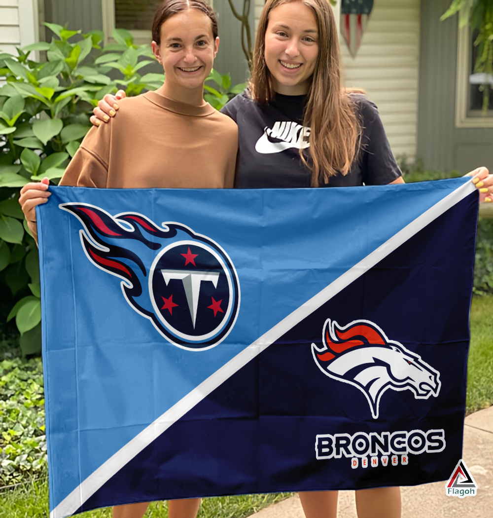 Titans vs Broncos House Divided Flag, NFL House Divided Flag - Image 3