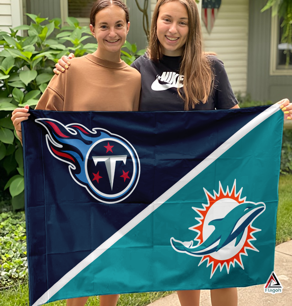 Titans vs Dolphins House Divided Flag, NFL House Divided Flag - Image 3