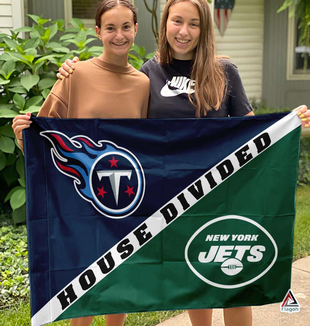 Titans vs Jets House Divided Flag, NFL House Divided Flag - Image 3
