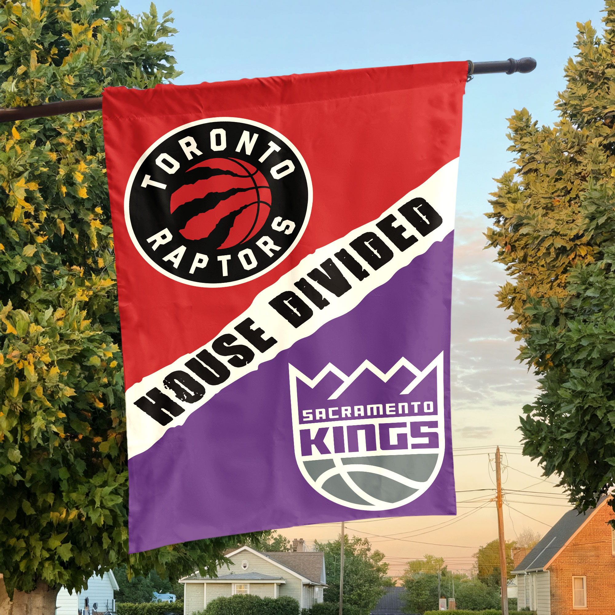 Toronto vs Sacramento House Divided Flag, NBA House Divided Flag