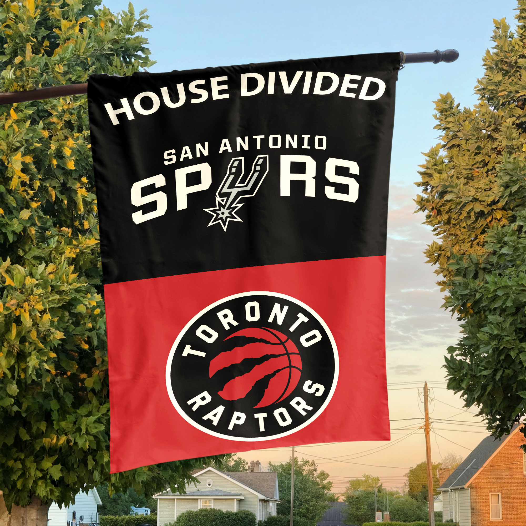 Toronto vs San Antonio House Divided Flag, NBA House Divided Flag